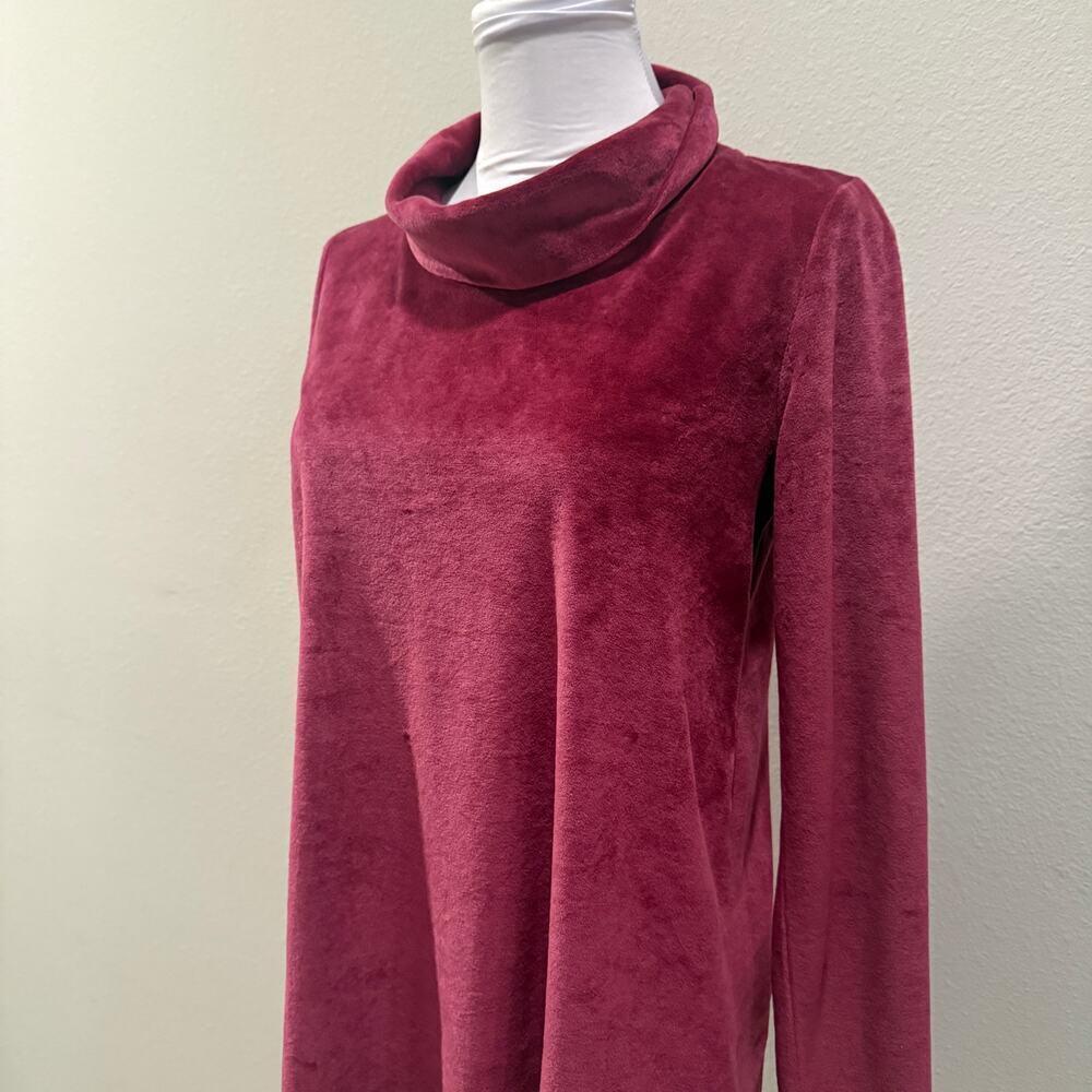 Pure Jill Burgundy Velvet Cowl Neck Tunic Top XS Petite Soft Cozy Pima Cotton - Picture 4 of 7